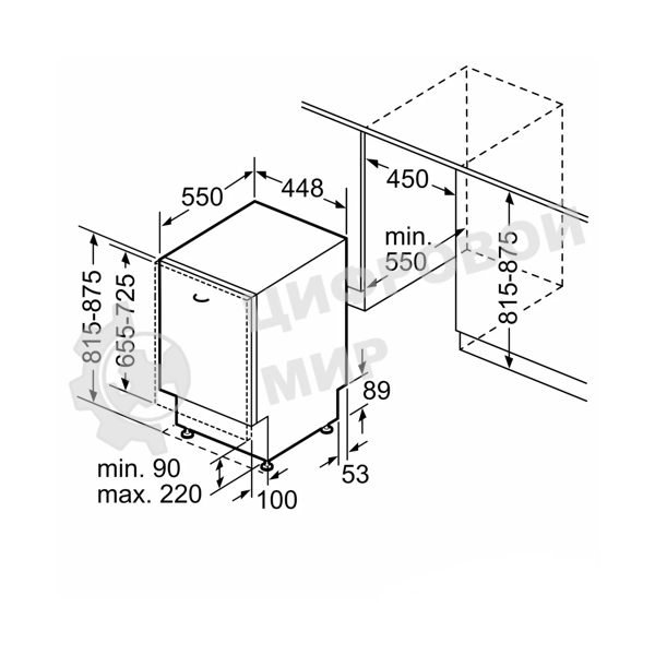 Посудомоечная машина встраив. Bosch SPV4HKX10E узкая