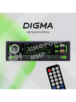 Автомагнитола Digma MCP-450, 1 DIN, Bluetooth, USB Type-A, AUX, пульт ДУ