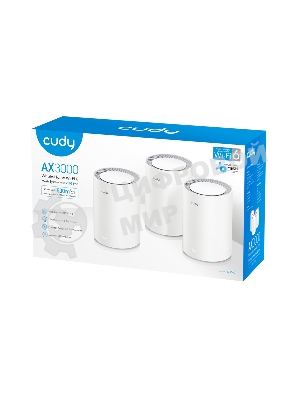 Бесшовный Mesh роутер Cudy M1800(3-Pack) AX1800 10/100/1000BASE-TX белый (упак.:3шт)