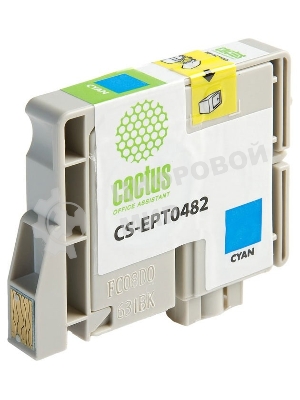 Картридж струйный Cactus CS-EPT0482 голубой (14.4 мл) для Epson Stylus Photo R200/R220/R300/R320/R340/RX500/RX600/RX620/RX640