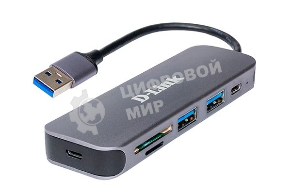 USB-концентратор D-Link DUB-1325/A1A с 2 портами USB 3.0, 1 портом USB Type-C, слотами для карт SD и microSD и разъемом USB 3.0