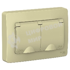 Розетка 2-м СП Blanca 16А 250В с защ. крышкой защ. шторки с заземл. IP44 беж. SchE BLNRS441127