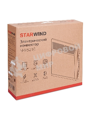 Конвектор электрический Starwind SHV5210, белый, 1000 Вт, 15 м2, термостат, 2 режима мощности