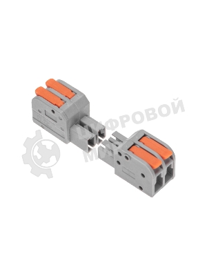 Клемма Rexant СМК 222-422R проходная разъемная 2 полюса серый 0,2-2,5/4 мм² (50 шт/уп)