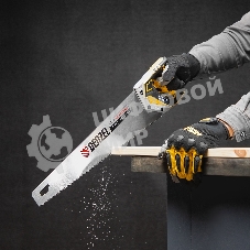 Ножовка по дереву Denzel, 450 мм, 9 TPI, зуб 3D, металлопластиковая рукоятка