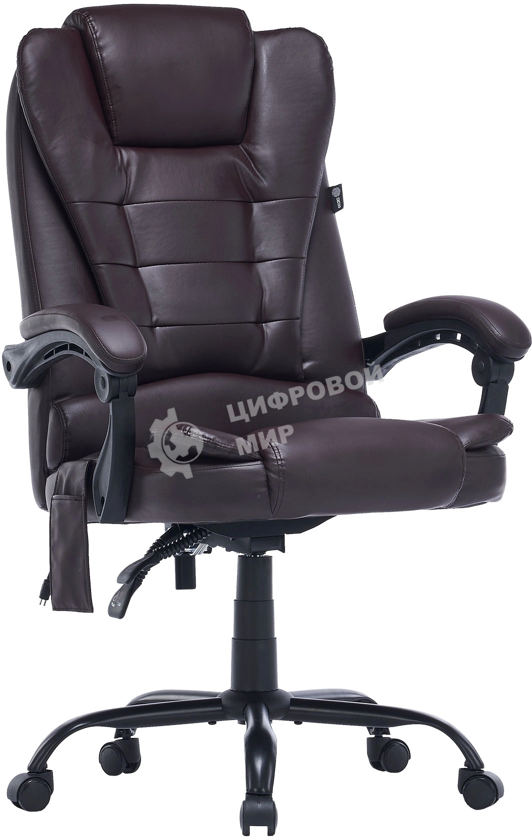 Кресло компьютерное Cactus CS-CHR-OC03M-BR темно-коричневый, эко.кожа, с подголовником