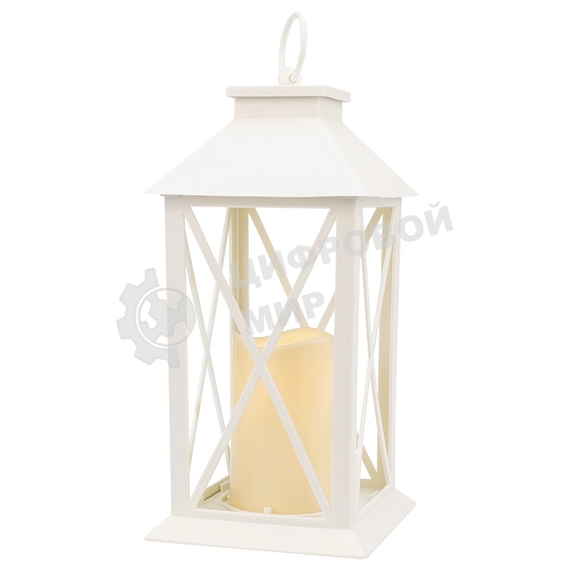 Декоративный фонарь Neon-night со свечой 14x14x29 см, белый корпус, теплый белый цвет свечения