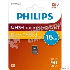 Флеш карта microSD 16Gb PHILIPS High Speed microSDHC Class 10 90Mb/s
