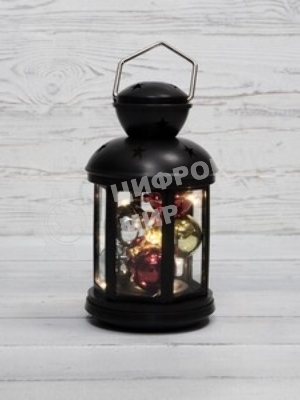Декоративный фонарь Neon-night с шариками 12х12х20,6 см, черный корпус, теплый белый цвет свечения
