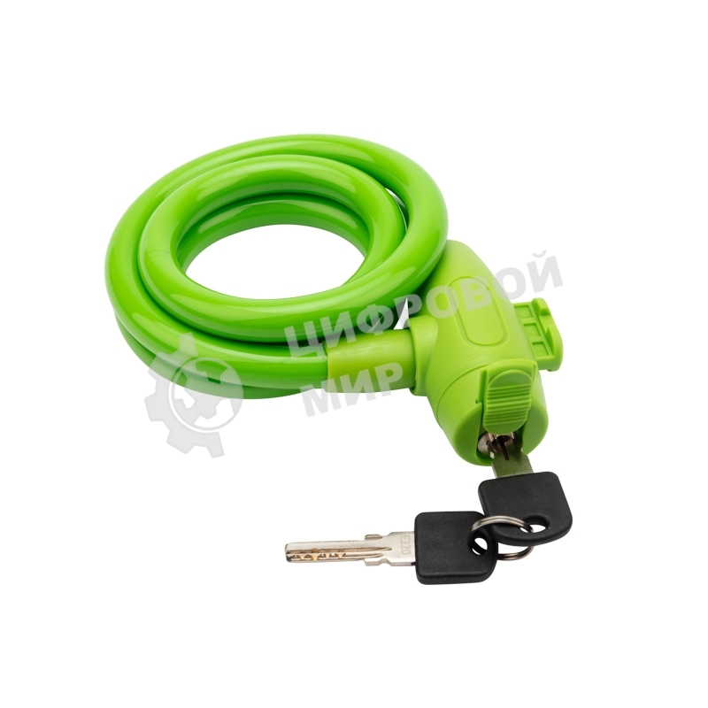 Тросовый замок взломостойкий для велосипедов и колясок с ключом Четыре сезона 100 см зеленый 79-0303