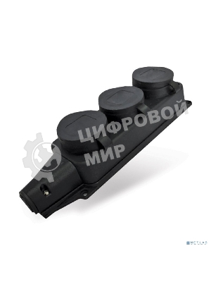 Розетка трехместная настенная с заглушками c заземлением каучук 16А 250В IP44 (602230)