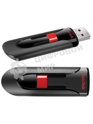 Флешка USB Sandisk CZ60 Cruzer Glide (SDCZ60-032G-B35), 32Gb, USB 2.0, R/W 30/8, черный/красный