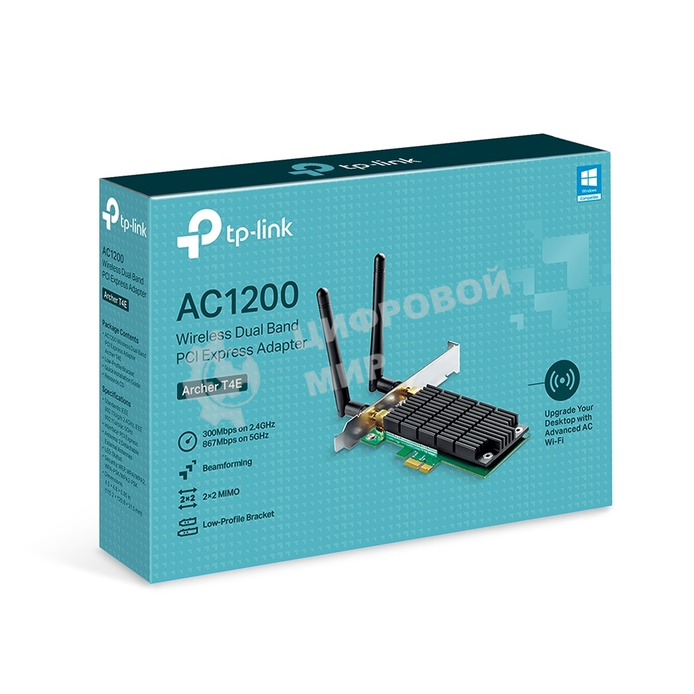 Адаптер TP-Link ARCHER T4E AC1200 Двухдиапазонный Wi-Fi адаптер PCI Express