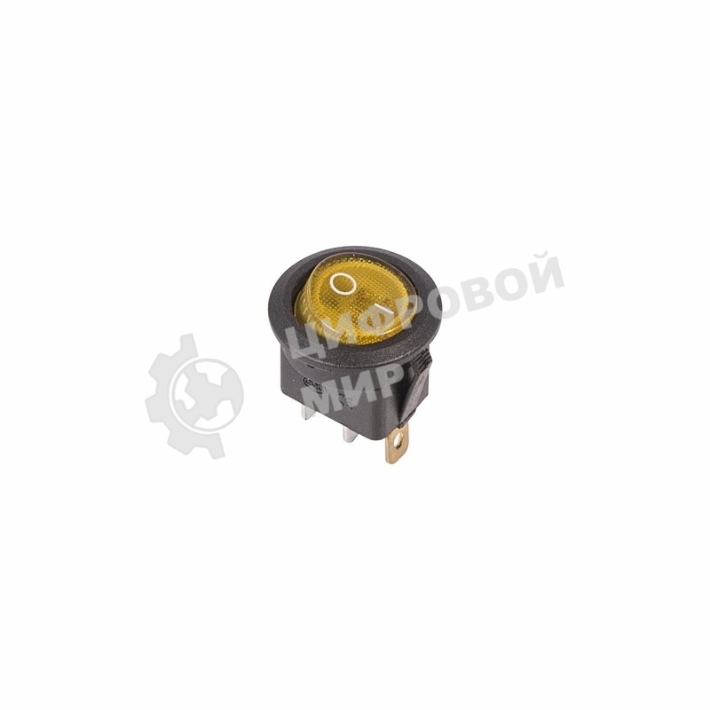 Выключатель клавишный Rexant круглый 250 В 6А (3с) ON-OFF желт. с подсветкой (RWB-214 SC-214 MIRS-101-8)