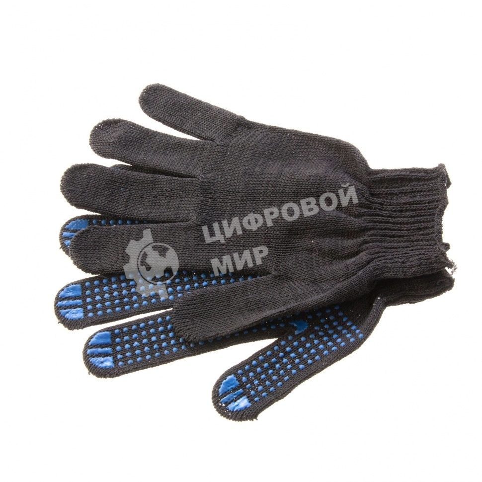 Перчатки трикотажные, с ПВХ точкой, 10 класс, черные Россия