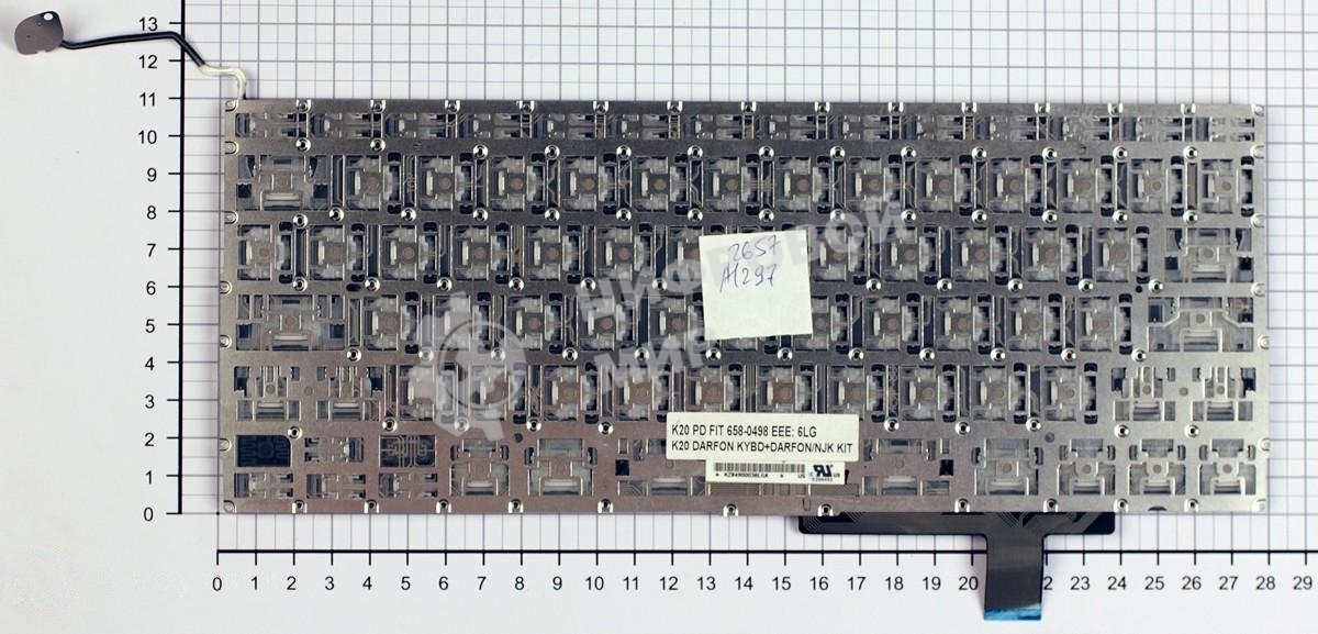 Клавиатура для ноутбука Macbook A1297 черная, плоский Enter