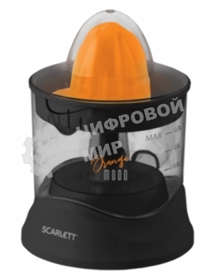 Соковыжималка Scarlett SC-JE50C09 черный/оранжевый, цитрусовая, 25 Вт, 700 мл, механическое