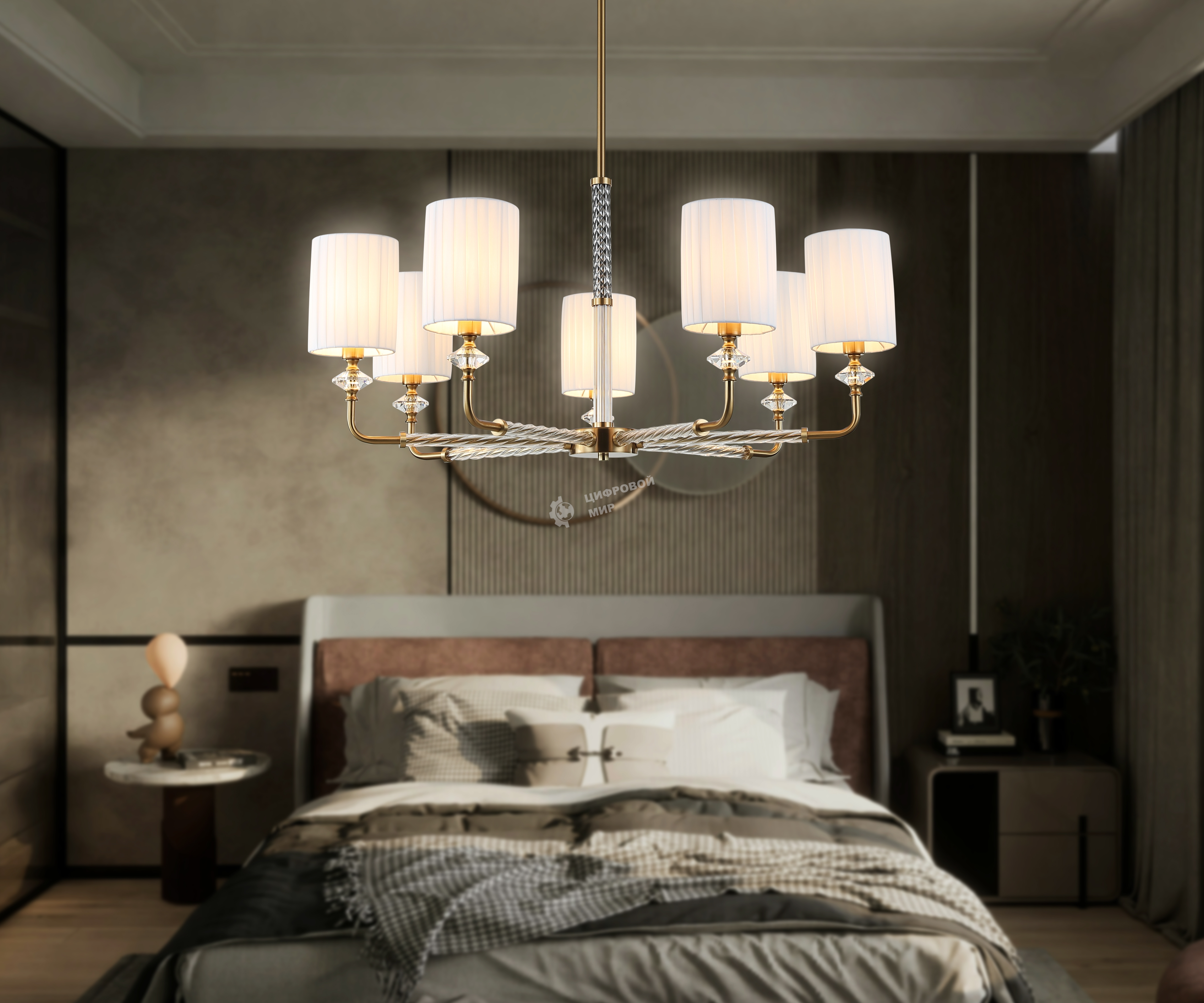 Люстра Ambrella light LH71503/7 BS/FR латунь/белый матовый E14*7 max 40W D840*640