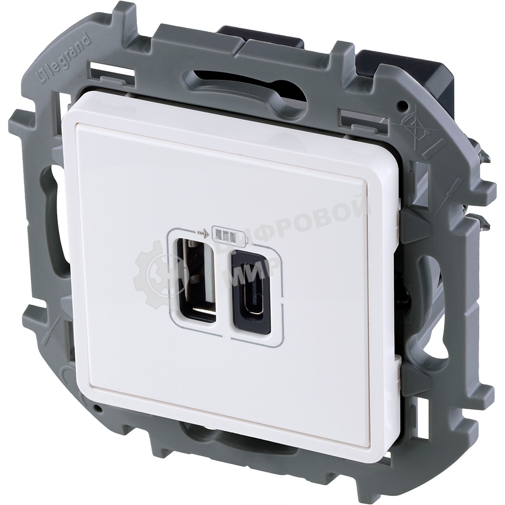 Зарядное устройство 2 разъема USB A-C 240В/5В 3000мА белый