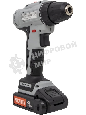 Дрель-шуруповерт Ресанта ДА-20-2ЛК-Б, 20 В, 2 Ач, 55 Нм, щеточный