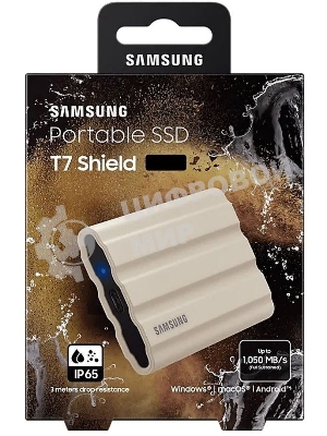 Внешний SSD Samsung T7 Shield, 1TB, USB 3.2 Gen 2 Type-C, R/W 1050/1000, бежевый