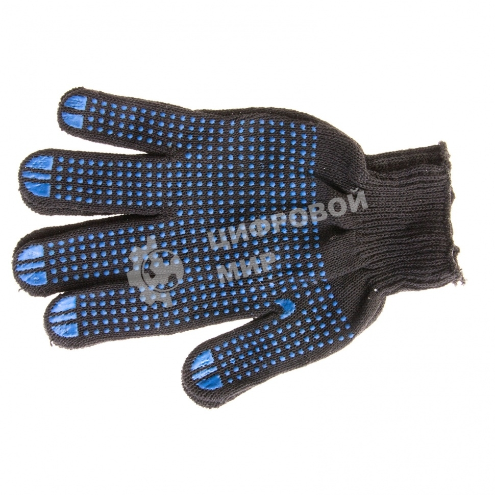 Перчатки трикотажные, с ПВХ точкой, 10 класс, черные Россия