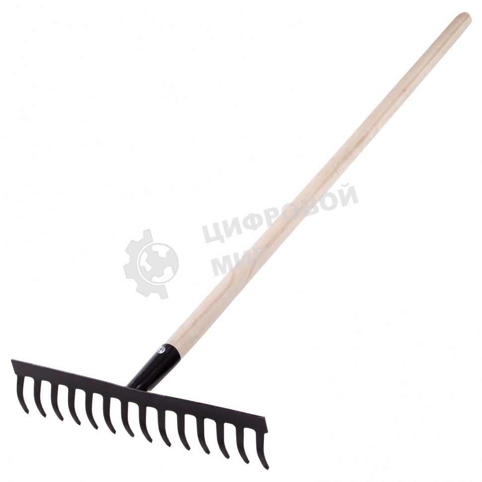 Грабли Сибртех стальные, 360х1300 мм, 14 прямых зубьев, деревянный черенок