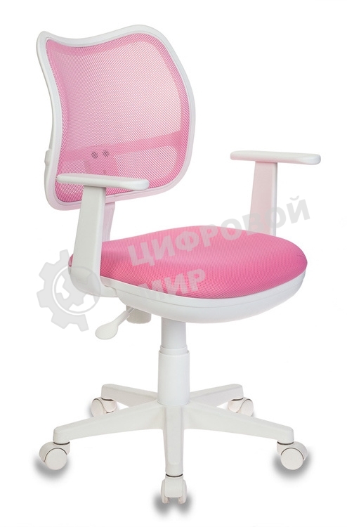 Кресло компьютерное Бюрократ CH-W797/PK/TW-13A TW-13A розовый, спинка сетка, сиденье розовый, колеса белый/розовый, пластик белый