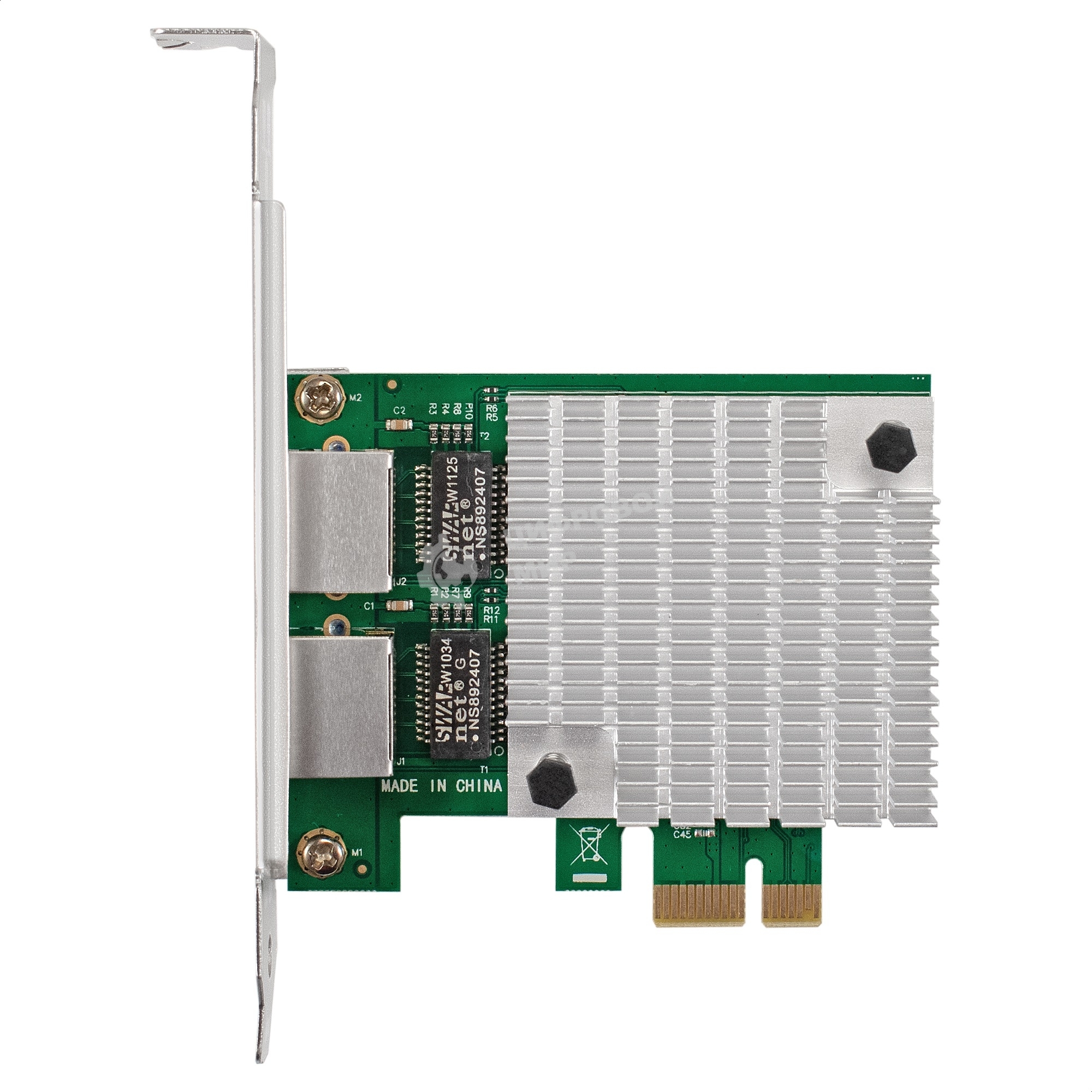 Сетевой адаптер ExeGate EXE-562 (PCI-E x1 v2.0, 2xRJ45, UTP 10/100/1000Mbps, Realtek Chipset RTL8111F)