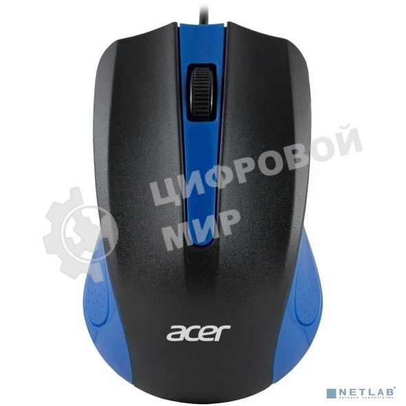 Мышь проводная Acer OMW011 черный/синий, 1200 dpi, USB, кнопки - 3