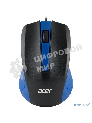 Мышь проводная Acer OMW011 черный/синий, 1200 dpi, USB, кнопки - 3