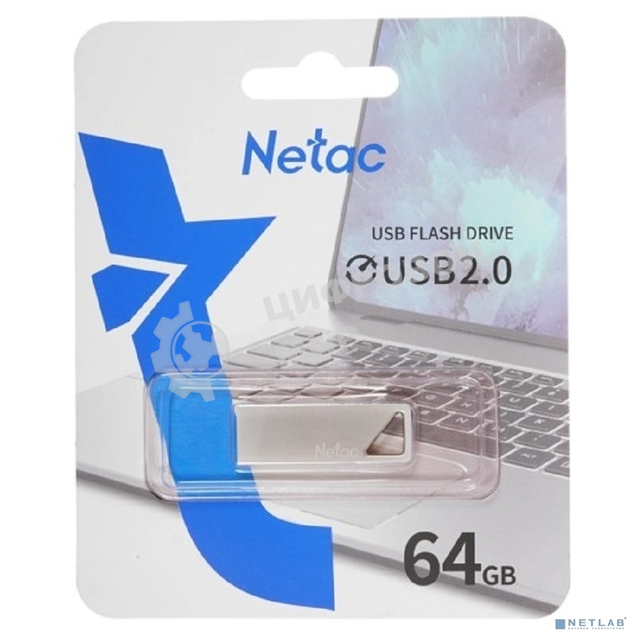 Флешка USB Netac U326 (NT03U326N-064G-20PN), 64Gb, USB 2.0, R/W 50/15, серебристый