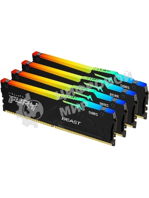 Оперативная память Kingston Fury Beast, DDR5, 128Gb (4x32 GB), 5200 MHz, CL40, DIMM, с радиатором, RGB, черный