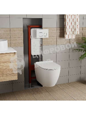 Комплект BAU 6 в 1: инсталляция BAU PRO для подвесного унитаза, унитаз подвесной безободковый торнадо обратного потока Bau Dream 52х36 Hurricane-5, сиденье быстросъемное микролифт, клавиша BAU Strike, белая/хром