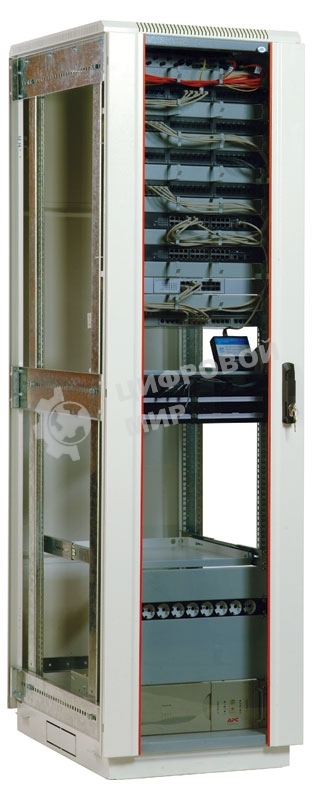 Шкаф телеком. напольный 42U (600x800) дверь стекло (ШТК-М-42.6.8-1ААА) (3 коробки)