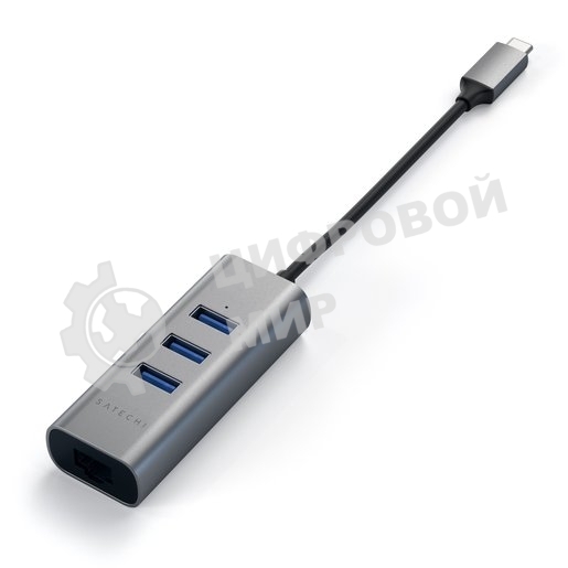USB-концентратор Satechi Type-C 2-in-1 USB 3.0 Aluminum 3 Port Hub and Ethernet Port. Интерфейс Type-C. серый космос.
