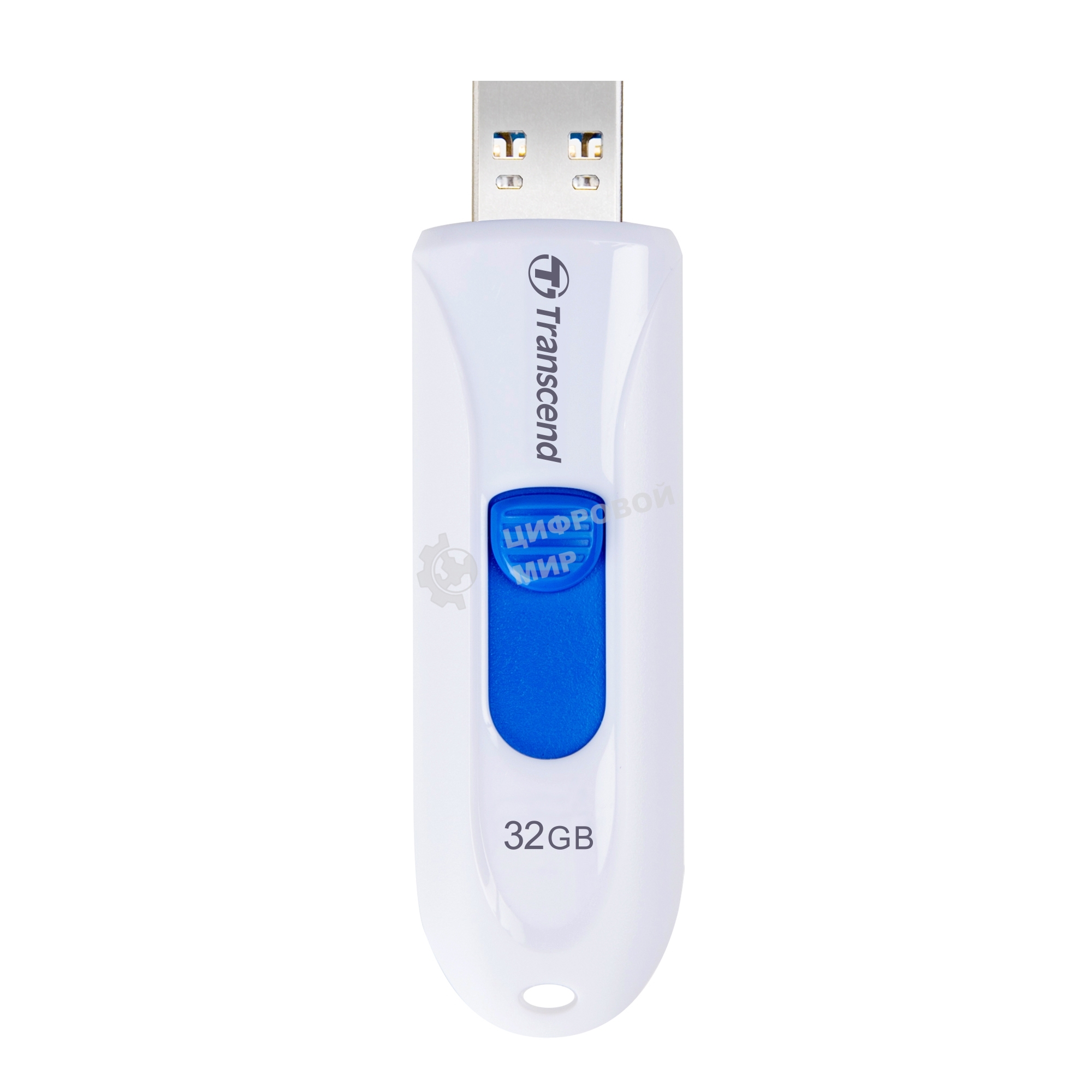 Флешка USB Transcend JetFlash 790 (TS32GJF790W), 32Gb, USB 3.0, R/W 90/40, белый/синий