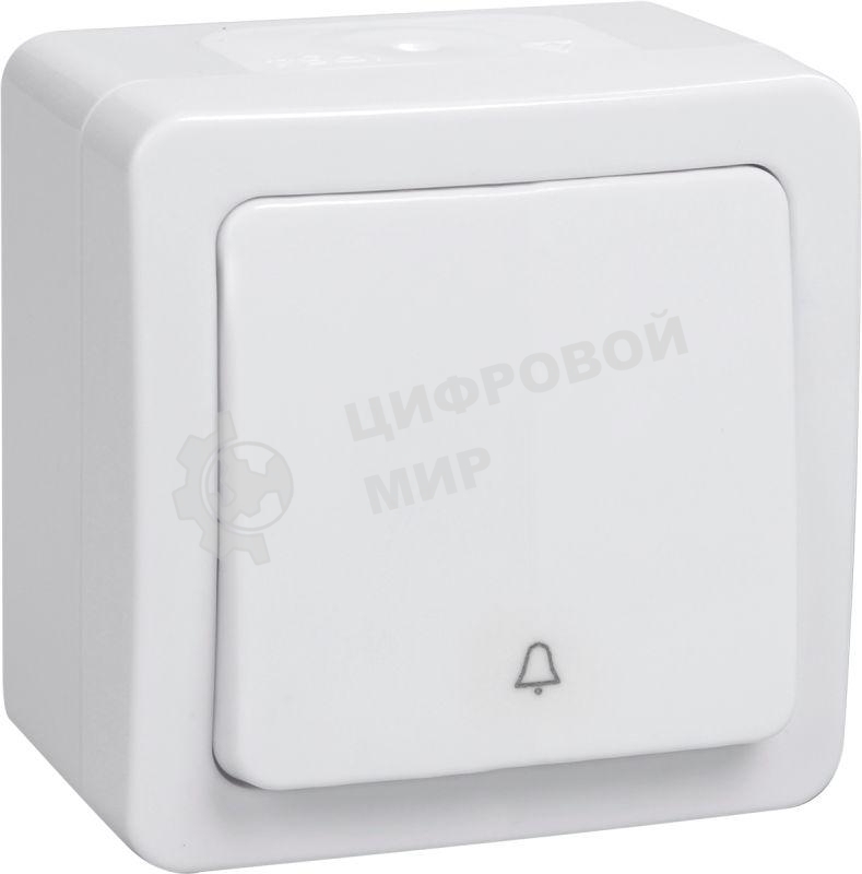 Выключатель кнопочный 1-кл. ОП ГЕРМЕС PLUS ВСк20-1-0-ГПБ IP54 (цвет клавиши: белый) IEK EVMP13-K01-10-54-EC