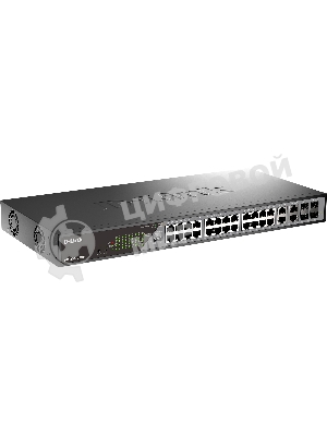 Коммутатор сетевой Smart L2 Surveillance Switch 24х1000Base-T PoE, 4xCombo 1000Base-T/SFP, PoE Budget 370W, Long-range PoE up to 250m