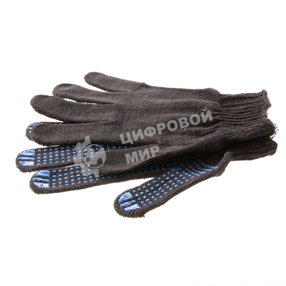 Перчатки трикотажные, с ПВХ точкой, 10 класс, черные Россия