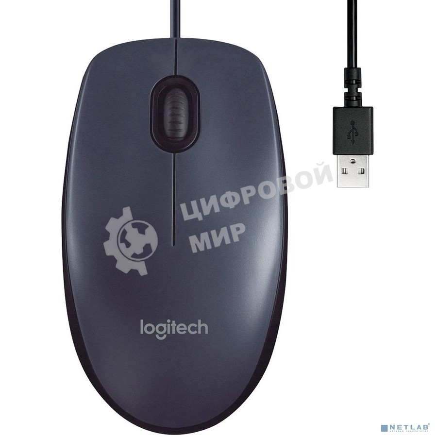 Мышь проводная Logitech M100/100R DARK/GREY (темно-серая/черная), 1000 dpi, USB, кнопки - 3