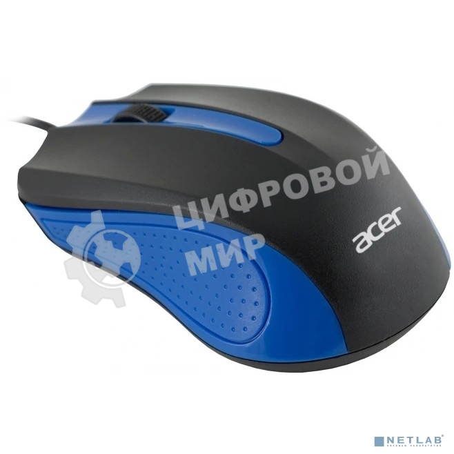 Мышь проводная Acer OMW011 черный/синий, 1200 dpi, USB, кнопки - 3