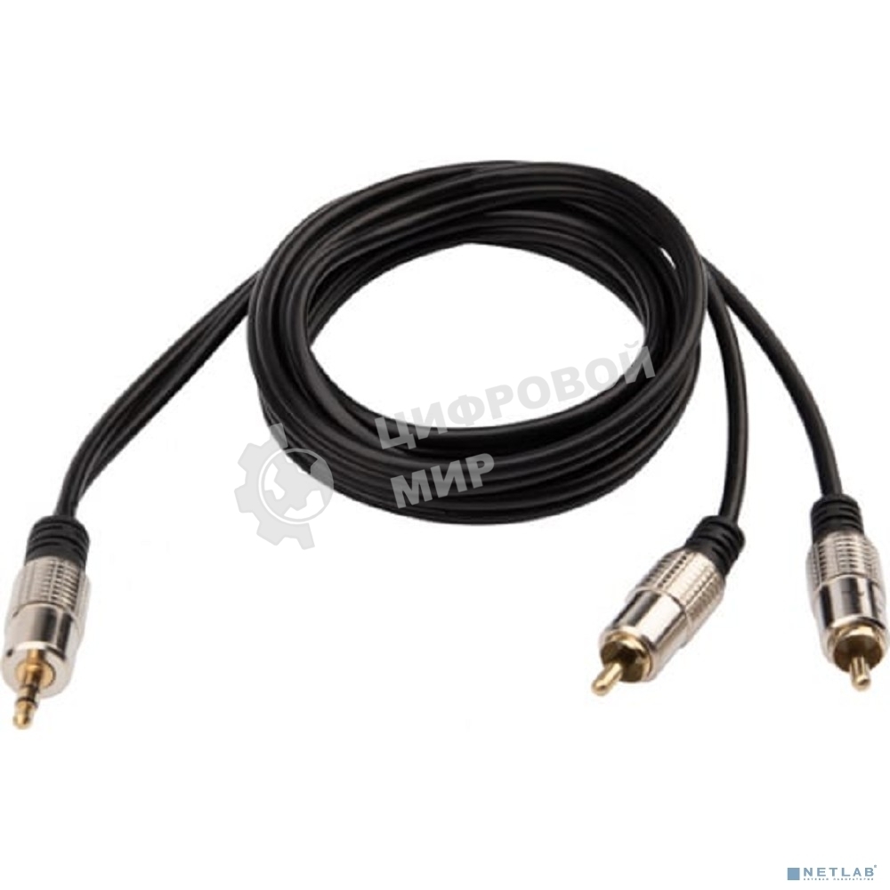 Шнур Rexant Стерео 3,5 мм - 2 RCA длина 1,5 метра (GOLD-металл)