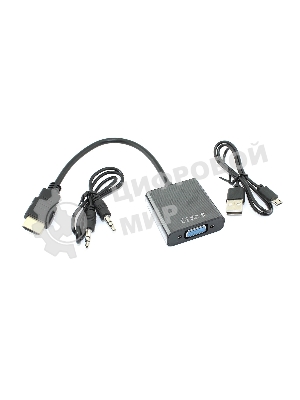 Переходник с кабелем HDMI на VGA плюс аудио и питание