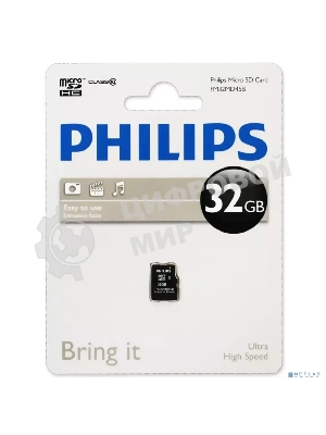 Флеш карта Philips microSDHC Class 10 32Gb FM32MD45B/97