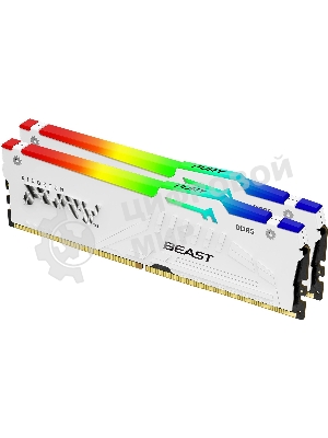 Оперативная память Kingston Fury Beast, DDR5, 32Gb (2x16GB), 5600MHz, CL36, DIMM, радиатор, RGB, белый