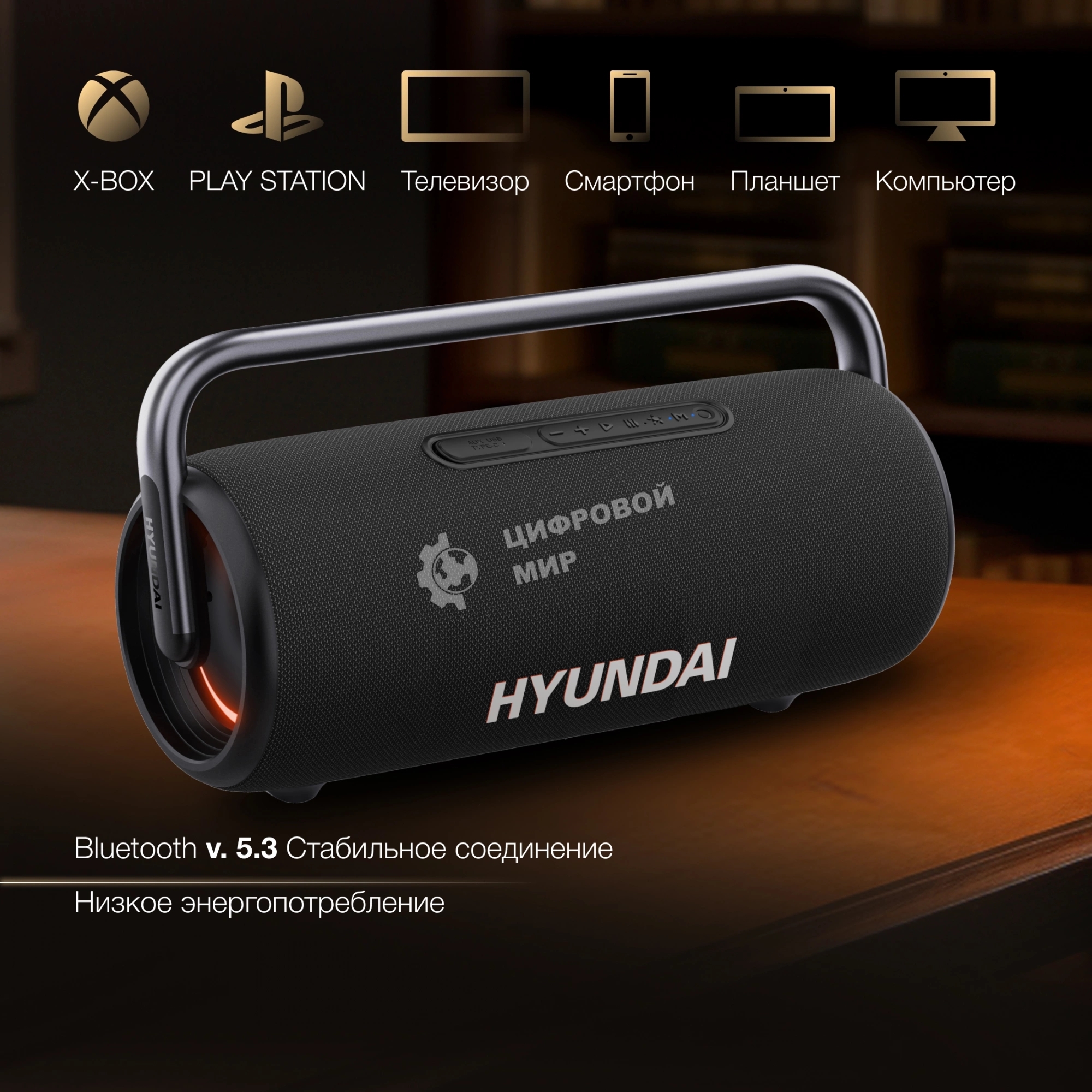 Портативная колонка Hyundai H-PS1029 черный 220W 4.1 BT 10м 4800mAh