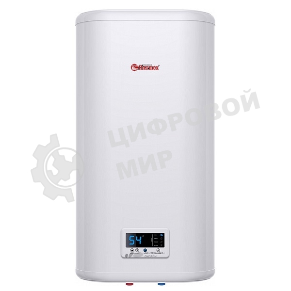 Водонагреватель Thermex Flat Plus IF 30V (PRO) накопительный электрический 30 л потребляемая мощность 2 кВт (220 В) электронное управление магниевый анод (2 шт.) вертикальный монтаж на стену с нижней подводкой (½') максимальная температура нагрева воды до 75 °С Размеры (ШxВxГ) 452x575x239 мм системы защиты: УЗО, от перегрева, замерзания, предохранительный клапан функции: дисплей, индикатор включения, индикатор нагрева, термометр, самодиагностика, ограничение температуры нагрева, ускоренный нагрев