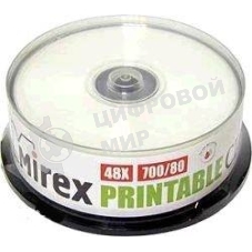 Диск CD-R Mirex 700 Mb, 48х, Cake Box (25), Ink Printable (25/300)
