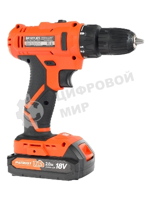 Дрель-шуруповерт Patriot BR 187UES, 18 В, 2 Ач, 25 Нм, щеточный